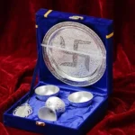 German Silver 8Pcs Pooja Thali Set for Pooja/Decor Size : 6 Inches Weight : 620 Grams