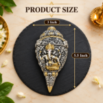DN Crafts German Silver Ganesha Shankh | Lord Ganesha Decorative Conch with Traditional Carved Design | Pooja & Home Temple Décor | Diwali, Ganesh Chaturthi & Festive Gift - Image 2