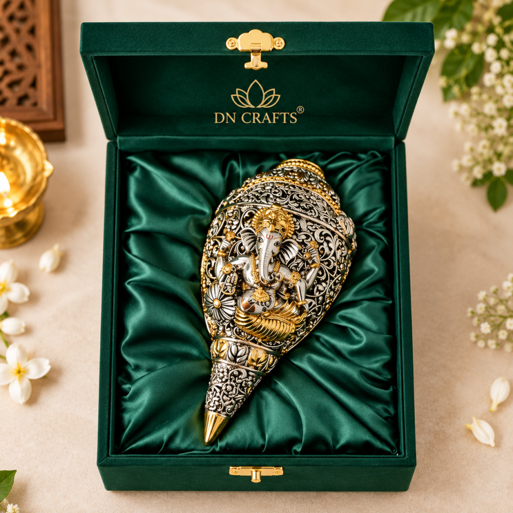 DN Crafts German Silver Ganesha Shankh