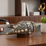 DN Crafts German Silver Ganesha Shankh | Lord Ganesha Decorative Conch with Traditional Carved Design | Pooja & Home Temple Décor | Diwali, Ganesh Chaturthi & Festive Gift - Image 6