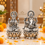 DN Crafts German Silver Lakshmi Ganesha Idol Set